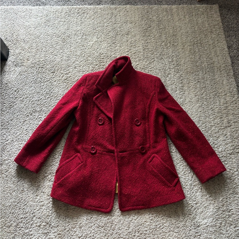 Gallery Women's Red Pea Coat - Picture 2 of 6